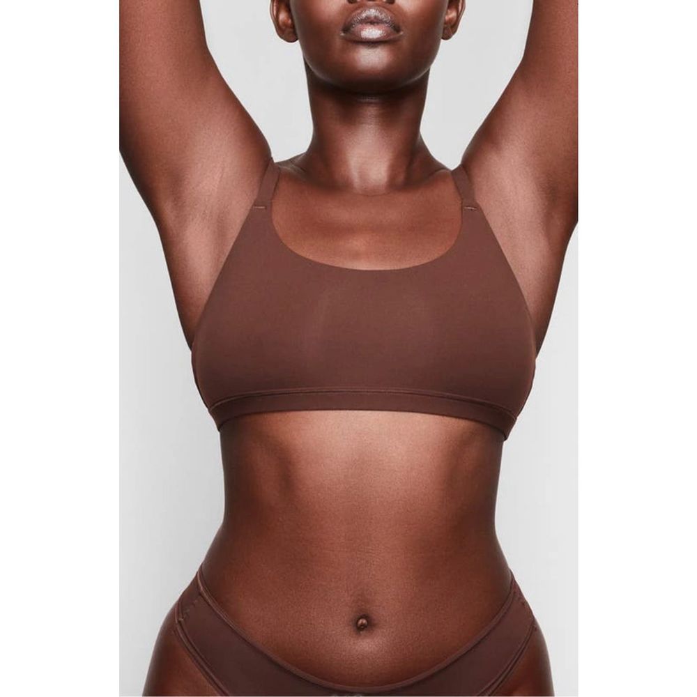 SKIMS Cotton Jersey Scoop Bralette Cocoa Size XL - Picture 2 of 7